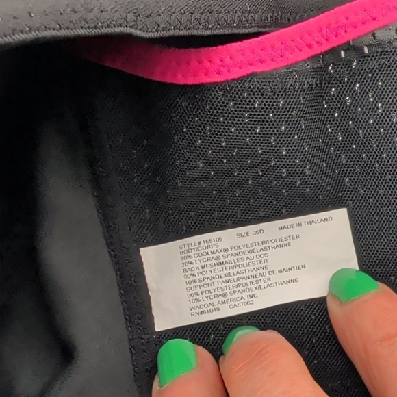 CW-X Black Sports Bra with Pink Trim - Picture 3 of 5